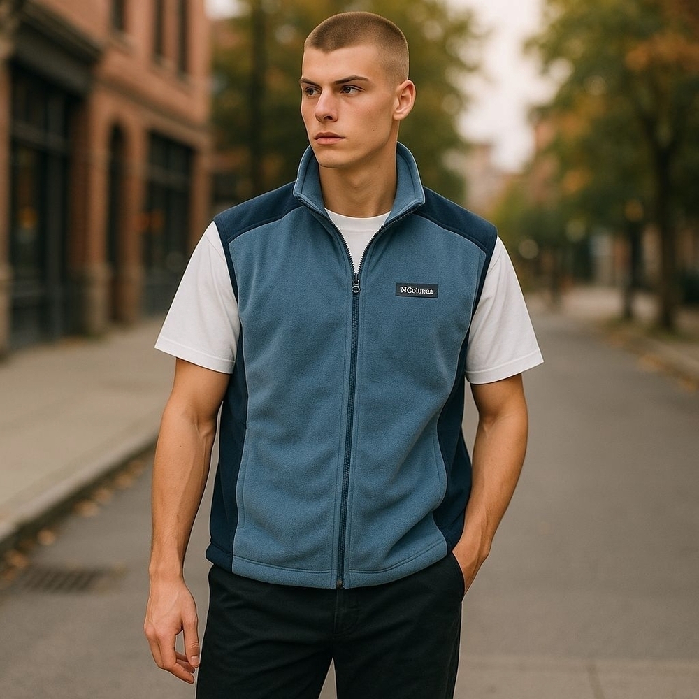 Columbia men's Steens Mountain vest fleece  blue sz XXL new